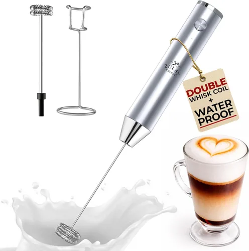 Miniatura 12 de Zulay Kitchen Espumador de leche de mano con pilas Duracell AA – Mezclador eléctrico ultrarrápido y creador de espuma, mezclador de bebidas fácil