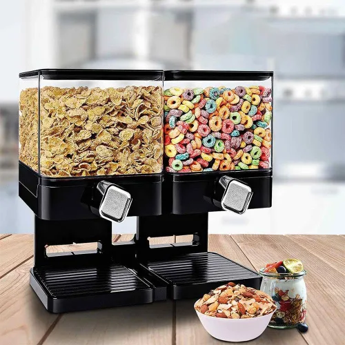 Miniatura 3 de SEIWEI Dispensador de alimentos multifunción para almacenamiento de cereales con bandeja inferior desmontable para organización de cocina, grano