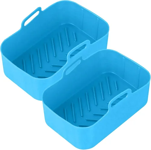 Miniatura 5 de Olla de silicona para freidora de aire Cesta rectangular reutilizable para freidora de aire, olla para hornear de alta temperatura, sartén