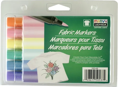 UCHIDA Marvy - Juego de marcadores de tela de color pastel con punta de pincel, surtido