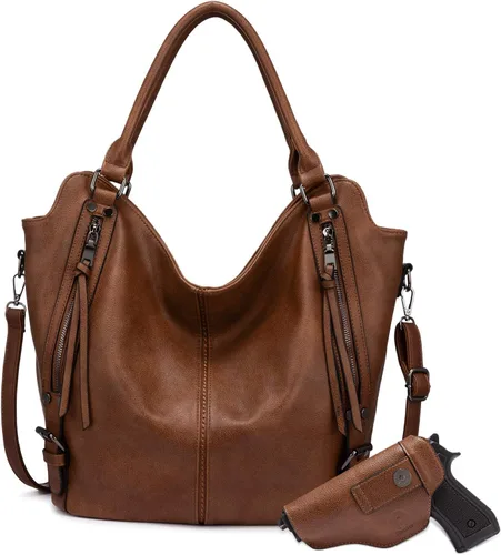 Bolso Hobo oculto para mujer, de piel sintética, bolso cruzado de hombro, bolsa grande con funda desmontable