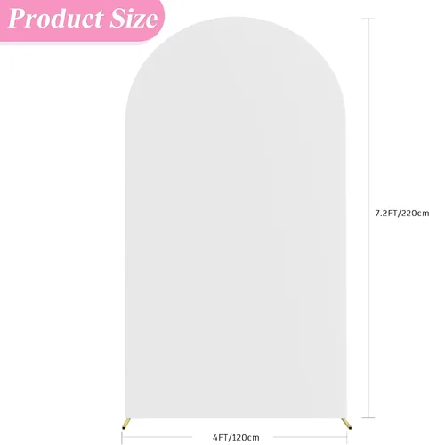 Miniatura 2 de Fomcet Cubierta de Arco de Boda de 7.2 Pies Blanca de Spandex Ajustada de 2 Lados Cubierta de Fondo de Arco Cubierta de Arco de Tela de Parte Blanco