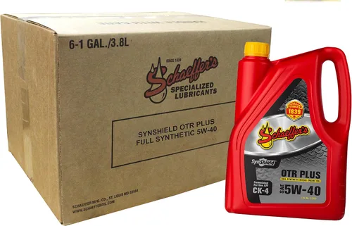 Schaeffer Manufacturing Co. 9000CK4-006S Lubricante SynShield OTR Plus para motor diésel completamente sintético 5W-40, botella de 1 galón
