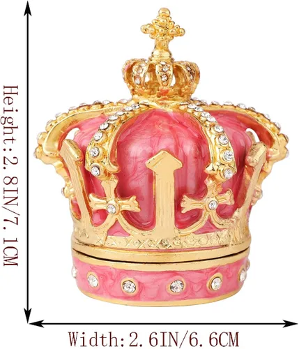 Miniatura 21 de QIFU Pintado a mano esmaltado estilo corona azul decorativo con bisagras joyería baratija caja regalo único para decoración del hogar
