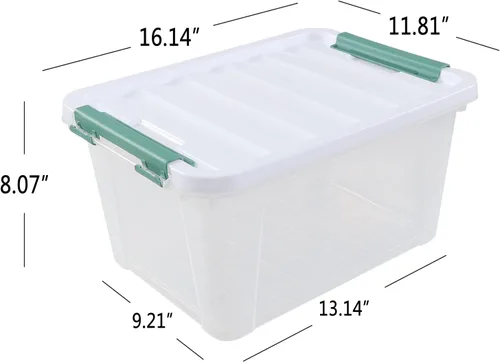 Miniatura 2 de Bolsas de almacenamiento de plástico transparente de 20 cuartos de galón con tapas, cajas de plástico con tapas, 4 paquetes