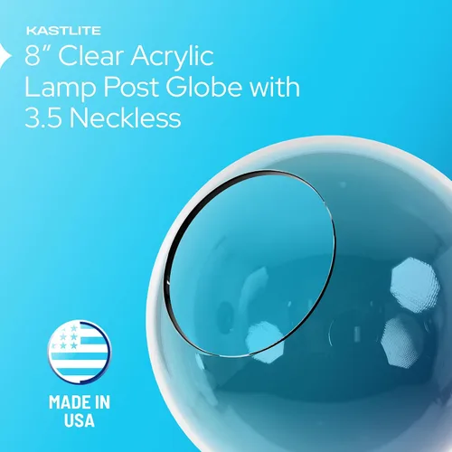 Miniatura 6 de KastLite Globo de poste de lámpara de acrílico transparente de 8 pulgadas, textura suave con apertura sin cuello de 3.5 pulgadas, fabricado