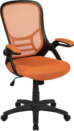 Miniatura 22 de Flash Furniture Porter - Silla de oficina giratoria ergonómica de malla negra con marco negro y brazos abatibles