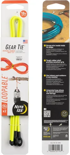 Miniatura 23 de Nite IZE Gear Tie Loopable, el original lazo de goma reutilizable con lazo integrado resistente, 12 pulgadas, negro, paquete de 2, fabricado