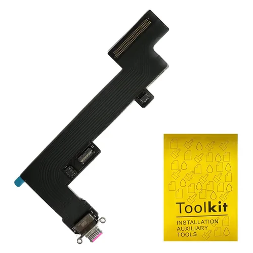 Miniatura 8 de Reemplazo del conector de base compatible con iPad Air 4 4ª/5 5ª generación de 10.9 pulgadas, puerto de carga de repuesto, cable flexible (negro)