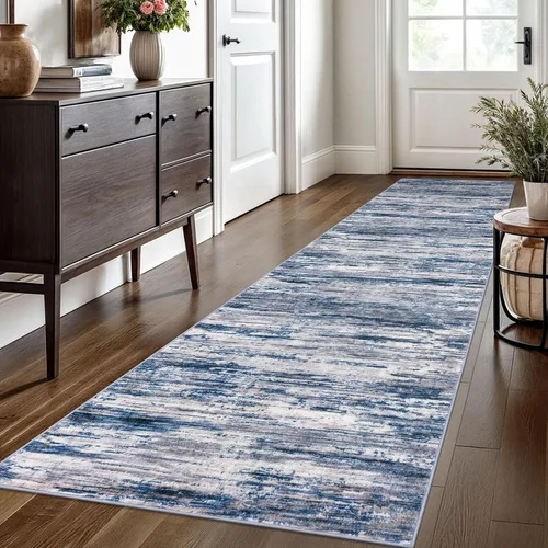 Miniatura 70 de SIILOOM 2 x 3 Alfombra moderna y abstracta para entrada, alfombra neutra azul marino gris multicolor súper suave de área pequeña, alfombras lavables