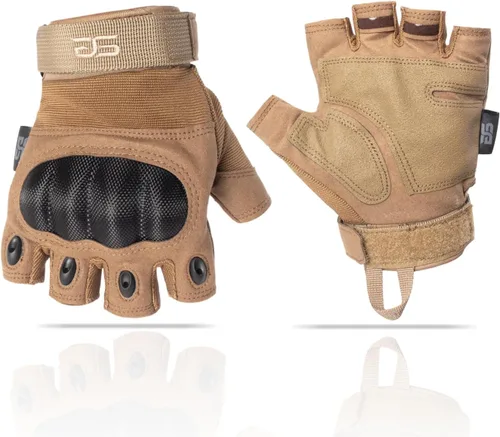 Miniatura 9 de Glove Station - Guantes tácticos de nudillos sin dedos para hombre - Guantes de motocicleta para tiro táctico, Airsoft, caza, trabajo policial