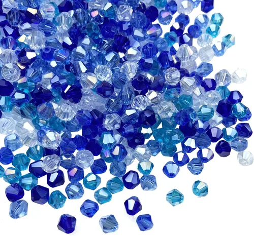 1000 cuentas de cristal bicono de 0.157 pulgadas mezcla de cristal AB azul a granel cuentas facetadas para collares, pulseras, aretes, manualidades,