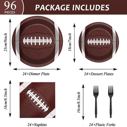 Miniatura 2 de Juego de platos y servilletas para fiesta de fútbol para 24 invitados, manteles desechables de fútbol deportivo, decoración para fiesta de fútbol