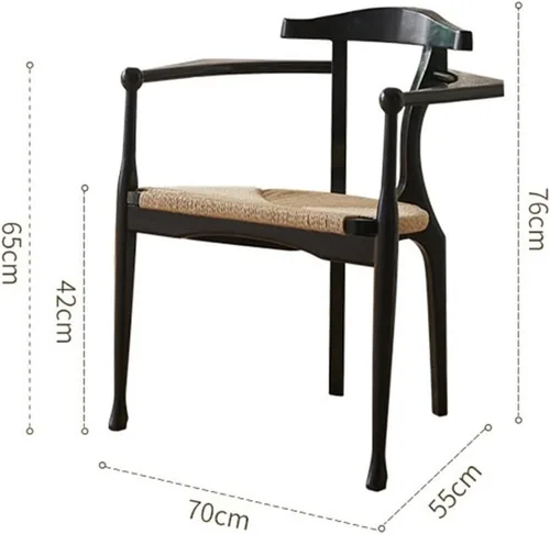 Miniatura 2 de sillas de comedor Cuerda de cáñamo Silla de comedor Hogar Moderno Simple Hotel Restaurante Respaldo de madera maciza Apoyabrazos Negro Fresno Cocina