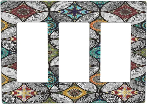Miniatura 100 de Cubierta decorativa para interruptor de luz, diseño de pájaros y flores florales en blanco y negro, 2 bandas, cubierta decorativa para pared, placa