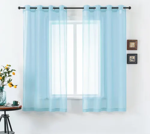 Miniatura 35 de DUALIFE Cortinas Amarillas de 72 Pulgadas de Largo para Dormitorio Juego de 2 Paneles con Ojales Ventana Semi Voile Filtrado de Luz Cortinas