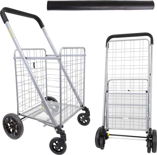 Miniatura 12 de Productos dbest - Carro de compras con ruedas para escaleras, plegable y compacto, con cesta de lavandería, carrito utilitario ligero y plegable