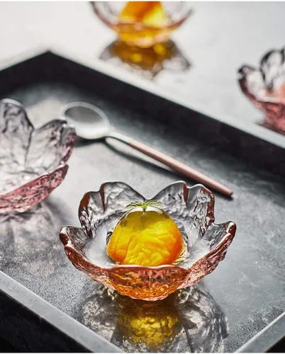 Miniatura 2 de 4 platos de cristal Sakura condimentos cuencos de inmersión platos de aperitivo, 3.4 pulgadas