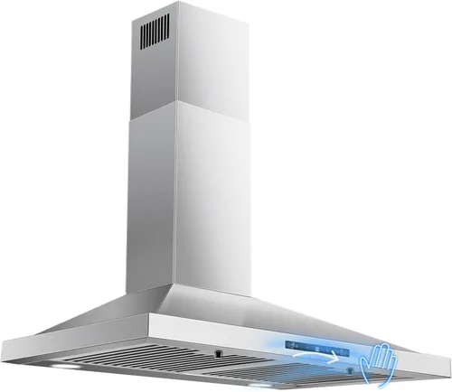 Miniatura 10 de Campana de cocina de montaje en pared de 30 pulgadas, campana extractora con/sin conductos con función de apagado retardado, 700 CFM, ventilador