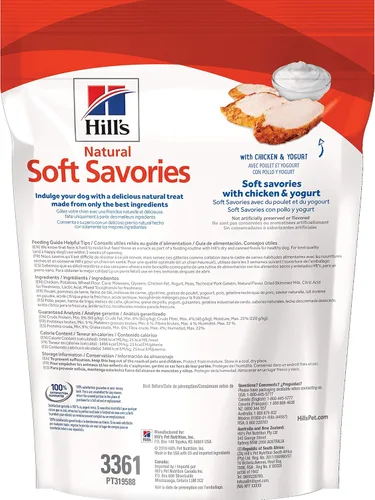 Miniatura 2 de Hill's Salados suaves naturales, para todas las etapas de la vida, gran sabor, golosinas para perros, pollo y yogur, bolsa de 8 onzas