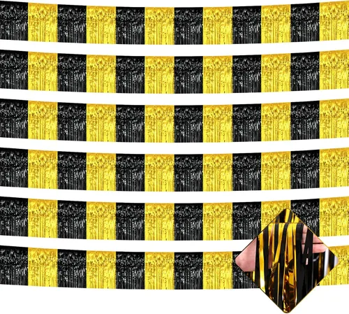 Paquete de 6 Guirnaldas de Flecos de Papel Aluminio de 10 Pies, Serpentinas Metálicas de Oropel, Pancarta Colgante de Pared, Telón de Fondo para