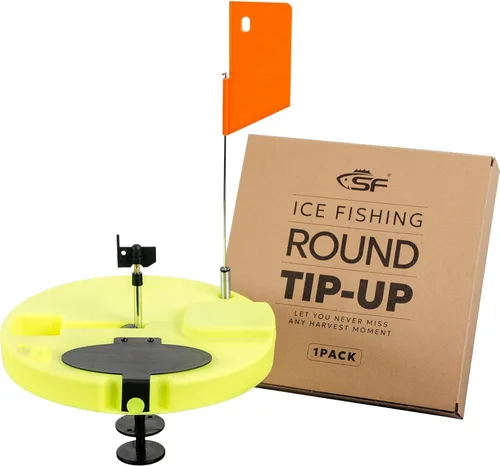 SF Punta de pesca en hielo plegable con banderas de poste naranja/10.6'' Accesorios de pesca en hielo térmicos a prueba de congelación con banderas