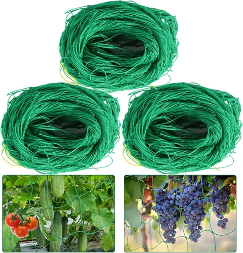 Miniatura 8 de Kikhope Red de enrejado para plantas trepadoras, paquete de 2 redes de enrejado de jardín resistentes de 5.9 x 16.4 pies para pepino, vid, tomate