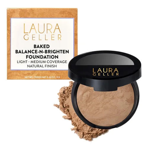 LAURA GELLER NEW YORK Polvo Base Corrector de Color Baked Balance-n-Brighten Galardonado - Dorado Medio - Cobertura Construible de Ligera a Media -