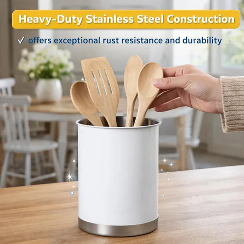 Miniatura 2 de Creative Home Soporte para utensilios de acero inoxidable: organizador grande de herramientas de cocina de 6.3 pulgadas para decoración de cocina