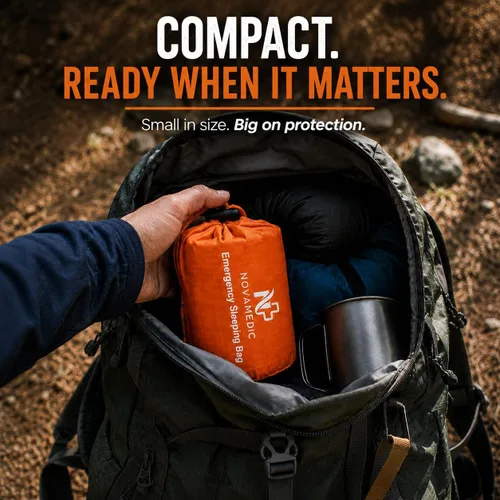 Miniatura 6 de NovaMedic Emergency Sleeping Bag – 84"x36" Thermal Mylar Survival Bivy Sack – Waterproof, Lightweight & Compact Emergency Blanket for Camping