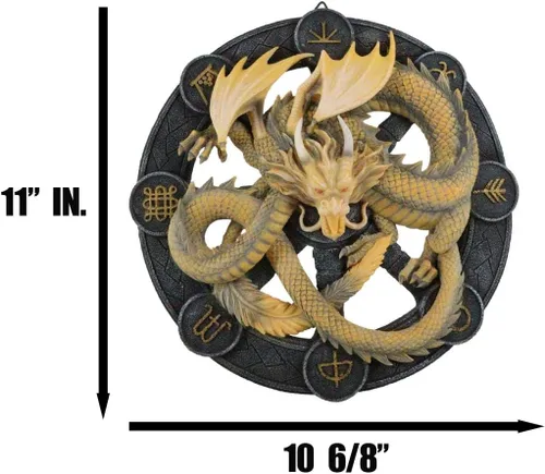 Miniatura 2 de Ebros Gift Wicca Neo Paganism Sabbats Rueda del Año Fantasía Dragón con Símbolos Sagrados Decoración de Pared Escultura por Anne Stokes Dragons