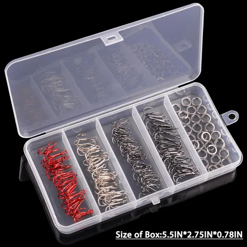 Miniatura 6 de Kit de ganchos agudos de pesca, 160 unids/caja, ganchos agudos afilados redondos curvados de gran brecha de acero de alto carbono para señuelos