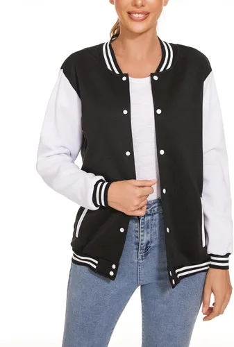 Miniatura 3 de Chamarra de béisbol para hombre, conjunto de 2 piezas con estampado personalizado para mujer, Negro, L