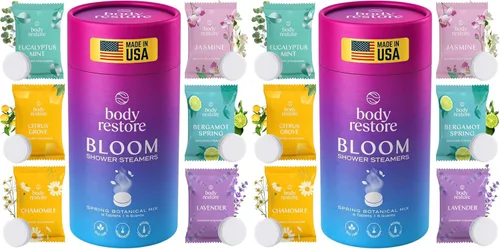 Body Restore Vaporizadores de ducha de aromaterapia, paquete de 12 – Regalos de cumpleaños para mujeres, hombres, artículos esenciales de viaje,