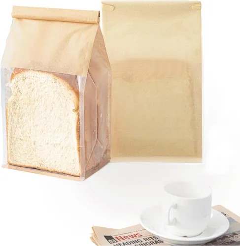 Miniatura 21 de 50 bolsas de pan de 8.6 pulgadas con cierre de alambre, bolsas grandes para pan hechas de papel de algodón marrón, bolsa de almacenamiento y empaque