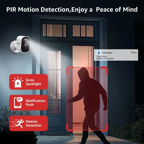 Miniatura 6 de BOAVISION Cámara de seguridad inalámbrica 2K para seguridad en el hogar al aire libre, detección de movimiento AI, visión nocturna a color, foco
