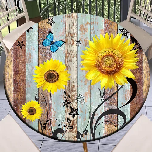 Miniatura 21 de Round Fitted Tablecloth with Elastic Outdoor Table Cover Round Elastic Tablecloths for Tables Waterproof Wipeable Table Cloths for