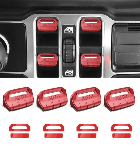 Miniatura 12 de Cubierta de botón de interruptor de ventana de metal para Jeep Wrangler JK JKU 2018 2017 2016 2015 2014 2013 2012 2011, accesorios para interiores