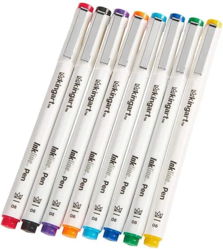 Miniatura 6 de KINGART Inkline, juego de 8 bolígrafos únicos de tinta de color de línea fina, tamaño 08, surtido de 8 unidades (432-8)