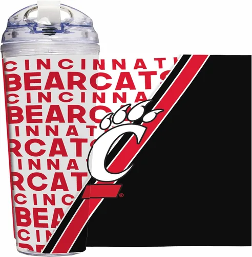 Miniatura 32 de Rico Industries Taza acrílica NCAA estándar de 24 onzas con tapa con bisagra, taza de doble pared oficialmente licenciada con pajita
