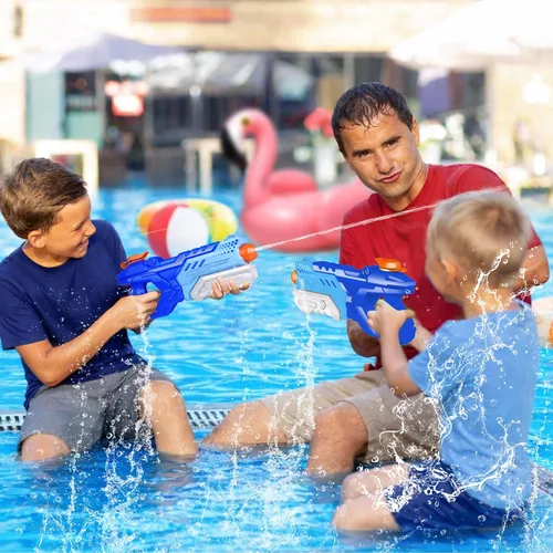 Miniatura 6 de Quanquer Paquete de 3 Pistolas de Agua para Niños y Adultos - Pistola de Juguete de Agua de 600CC Súper Blaster Empapador de Largo Alcance Alta Azul