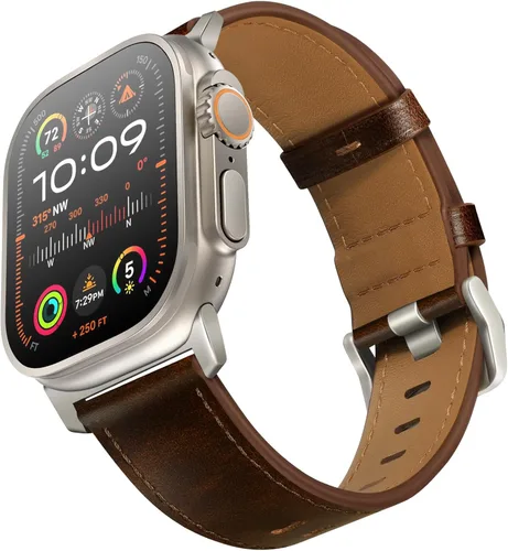 Miniatura 23 de UUPWPOKT - Correa de cuero compatible con Apple Watch Ultra 3/2/1 de 49/46/45/44/42 mm, correa de cuero genuino para iWatch Ultra Series 11 10 9 8 7