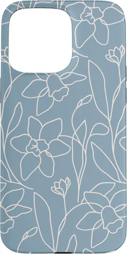 Miniatura 31 de Poppy Flower Line Art Modern Leaves Boho Light Blue Case for iPhone 17