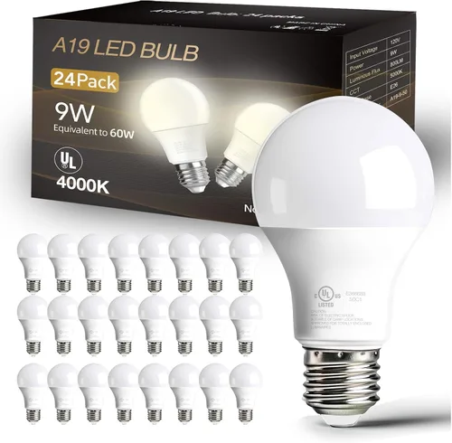 Miniatura 11 de dalattin Paquete de 24 bombillas LED de color blanco suave de 2700 K, equivalente a 60 W, bombillas estándar A19, base E26, 800 LM, ahorro de blanco
