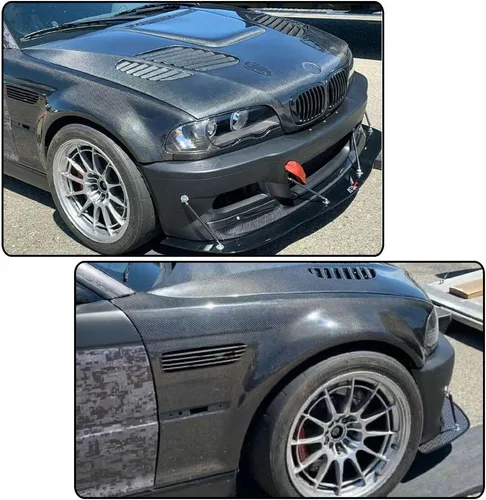 Miniatura 2 de Ventilación lateral del guardabarros compatible con BMW Serie 3 E46 M3 Coupé Convertible 1998-2005 salida de fábrica de fibra de carbono pura CF
