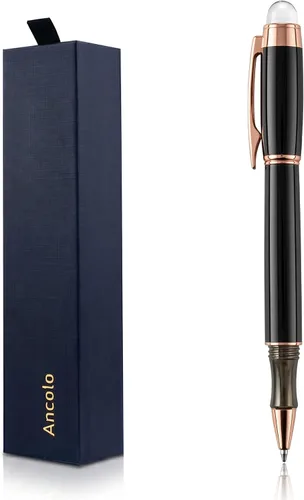 Miniatura 12 de Ancolo Bolígrafos de rodillo personalizados, juego de escritura suave de lujo con punta de cristal, tinta negra, personalizada con tu nombre