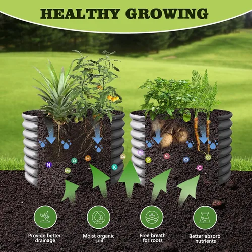 Miniatura 5 de A ANLEOLIFE Paquete de 2 camas de jardín elevadas galvanizadas de 3 pies x 24 pulgadas de alto para exteriores, jardinera redonda de metal