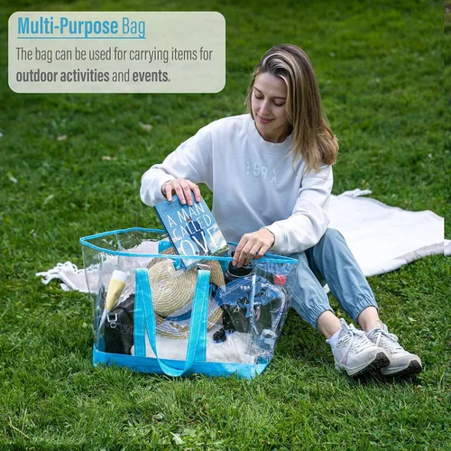 Miniatura 3 de VENO Clear Bag Transparent Vinyl PVC Tote, Stadium, Outdoor, Beach, Pool