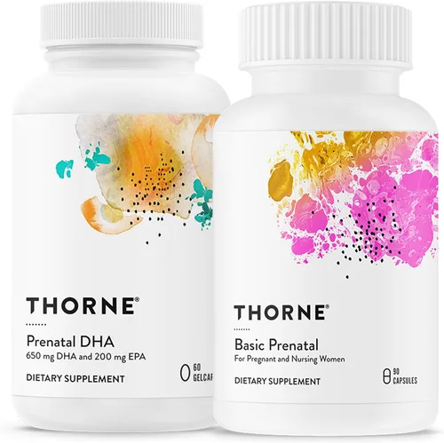 THORNE - Paquete Prenatal Integral: Multi Prenatal Básico para Mujeres y DHA - Cerebro del Bebé, Apoyo a la Salud - 30 Porciones
