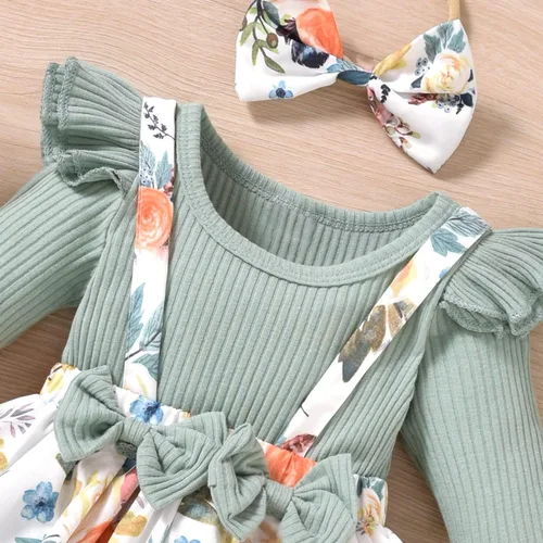Miniatura 78 de Unutiylo Ropa de bebé recién nacida prematura con tirantes, traje de otoño e invierno, traje de manga larga con volantes